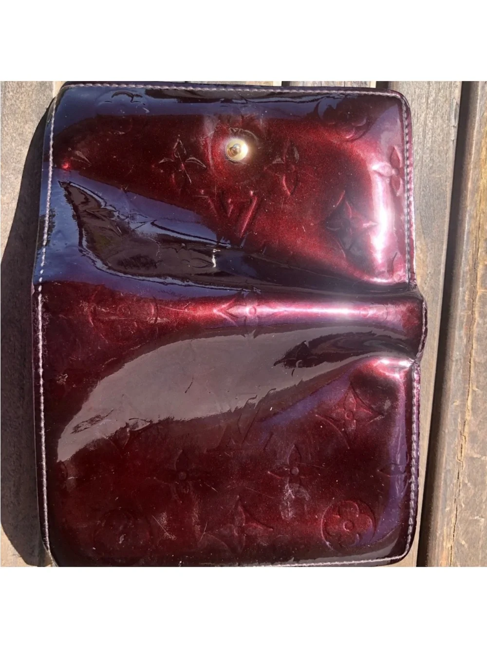 Louis Vuitton Vernis Patent Leather Wallet in Bordeaux Shine